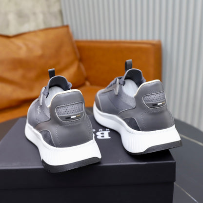 Boss Fabric and Leather Spliced Sneakers