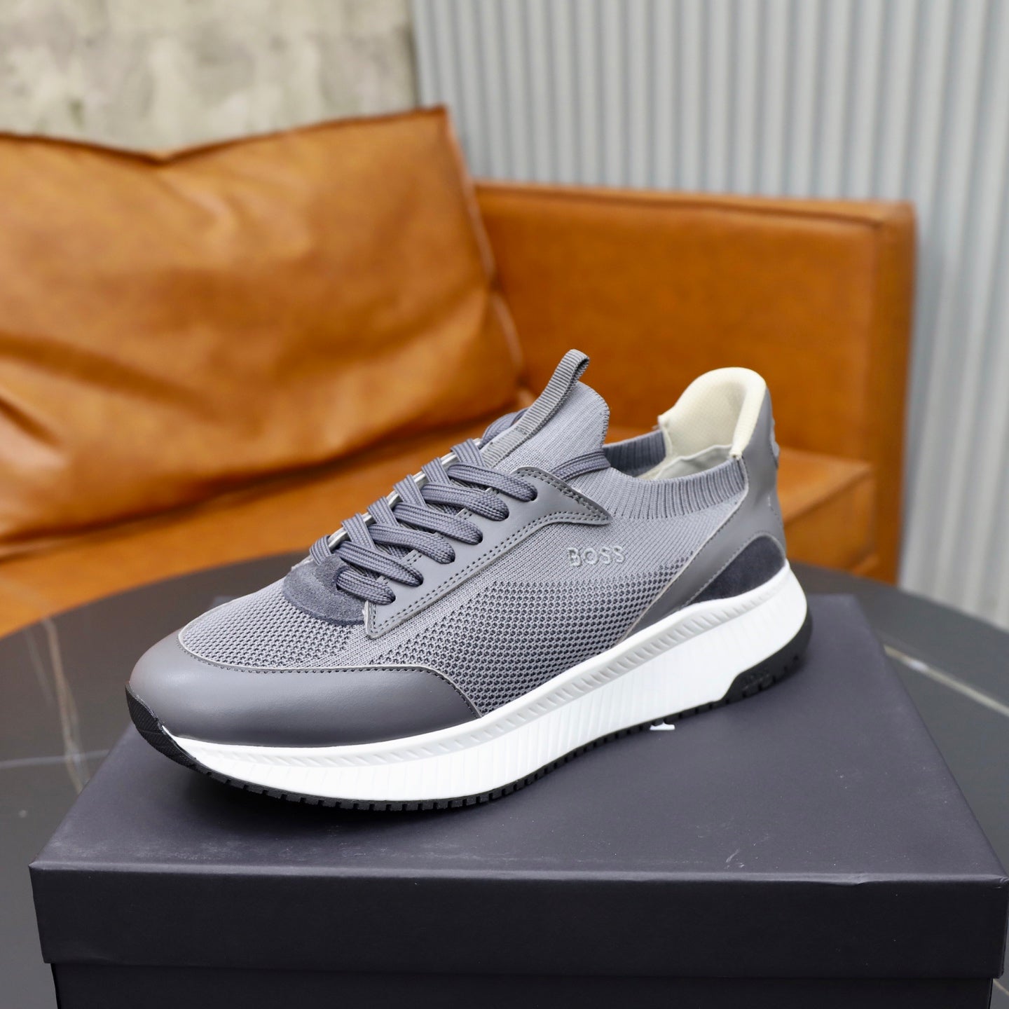 Boss Fabric and Leather Spliced Sneakers