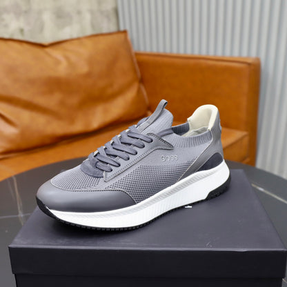 Boss Fabric and Leather Spliced Sneakers