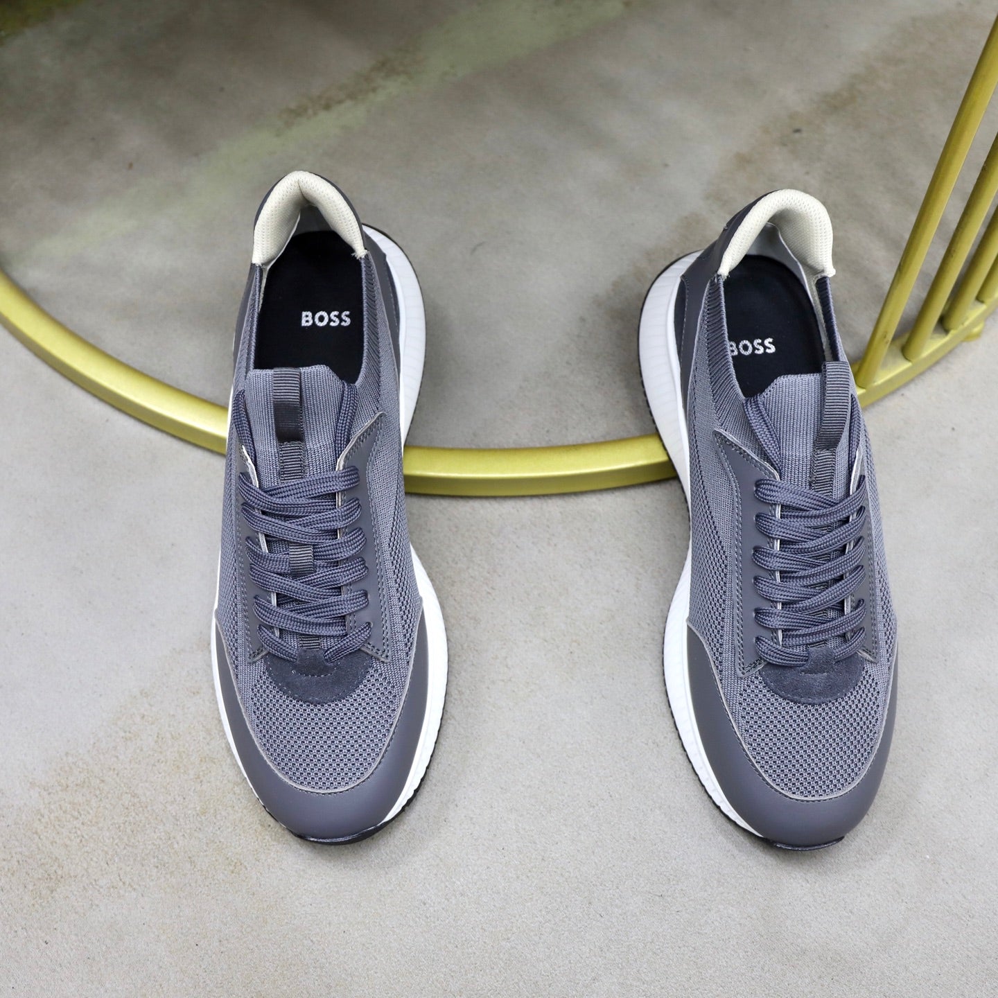 Boss Fabric and Leather Spliced Sneakers