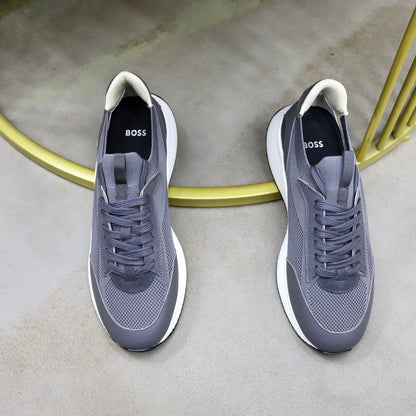 Boss Fabric and Leather Spliced Sneakers