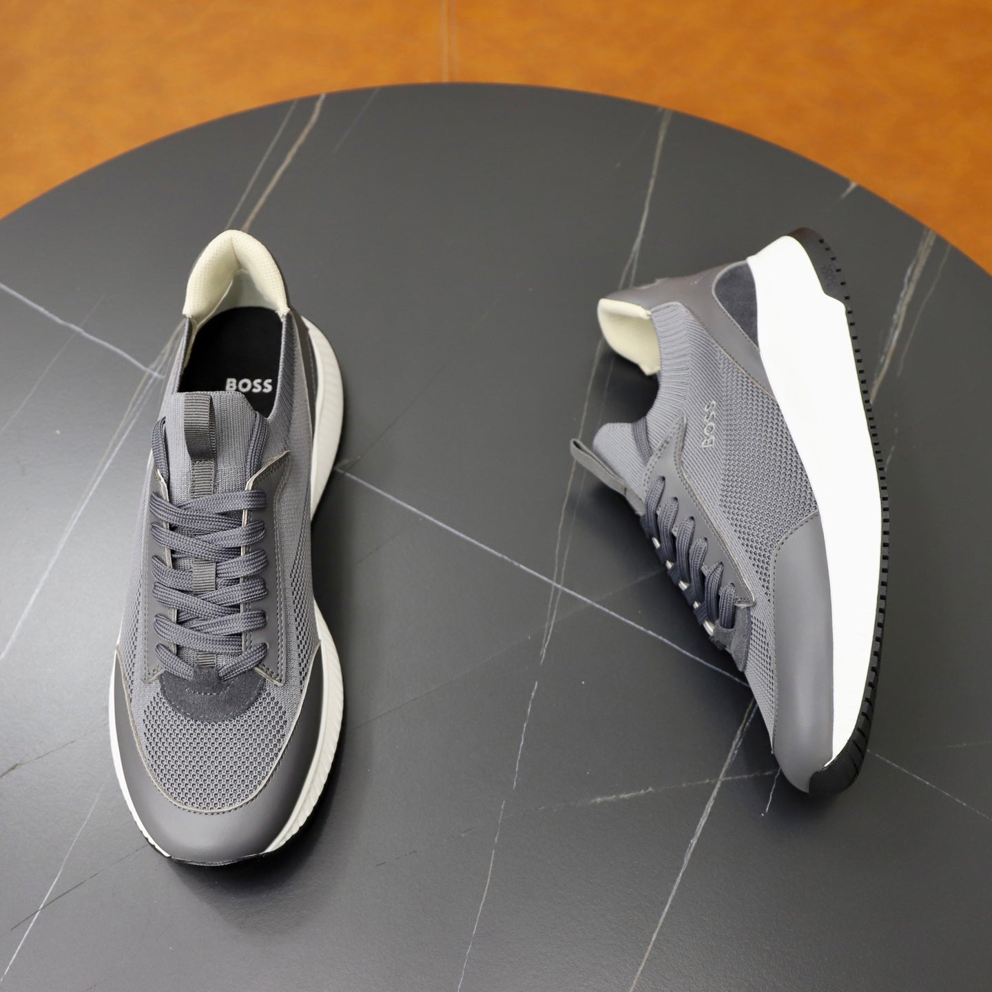 Boss Fabric and Leather Spliced Sneakers