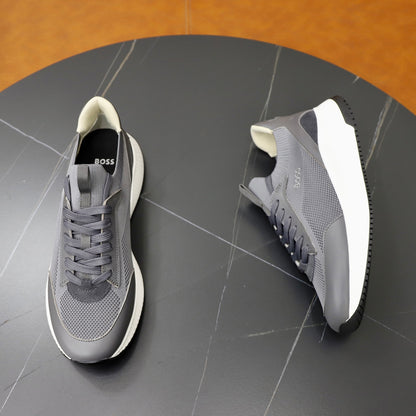 Boss Fabric and Leather Spliced Sneakers
