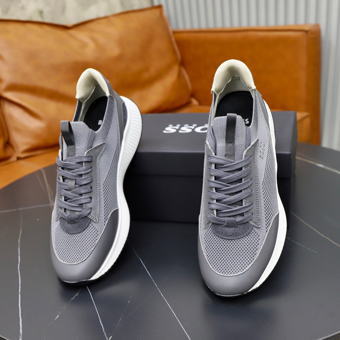 Boss Fabric and Leather Spliced Sneakers
