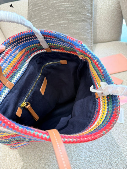 Miu Miu Rainbow Knit Crochet Tote Bag