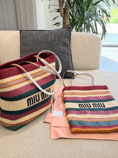 Miu Miu Knit Woven Large Tote Bag