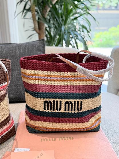 Miu Miu Knit Woven Large Tote Bag