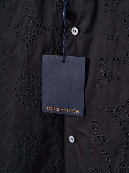 Louis Vuitton Hollow-Out Embroidered Short-Sleeve Shirt