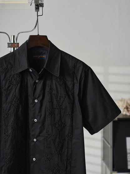 Louis Vuitton Hollow-Out Embroidered Short-Sleeve Shirt