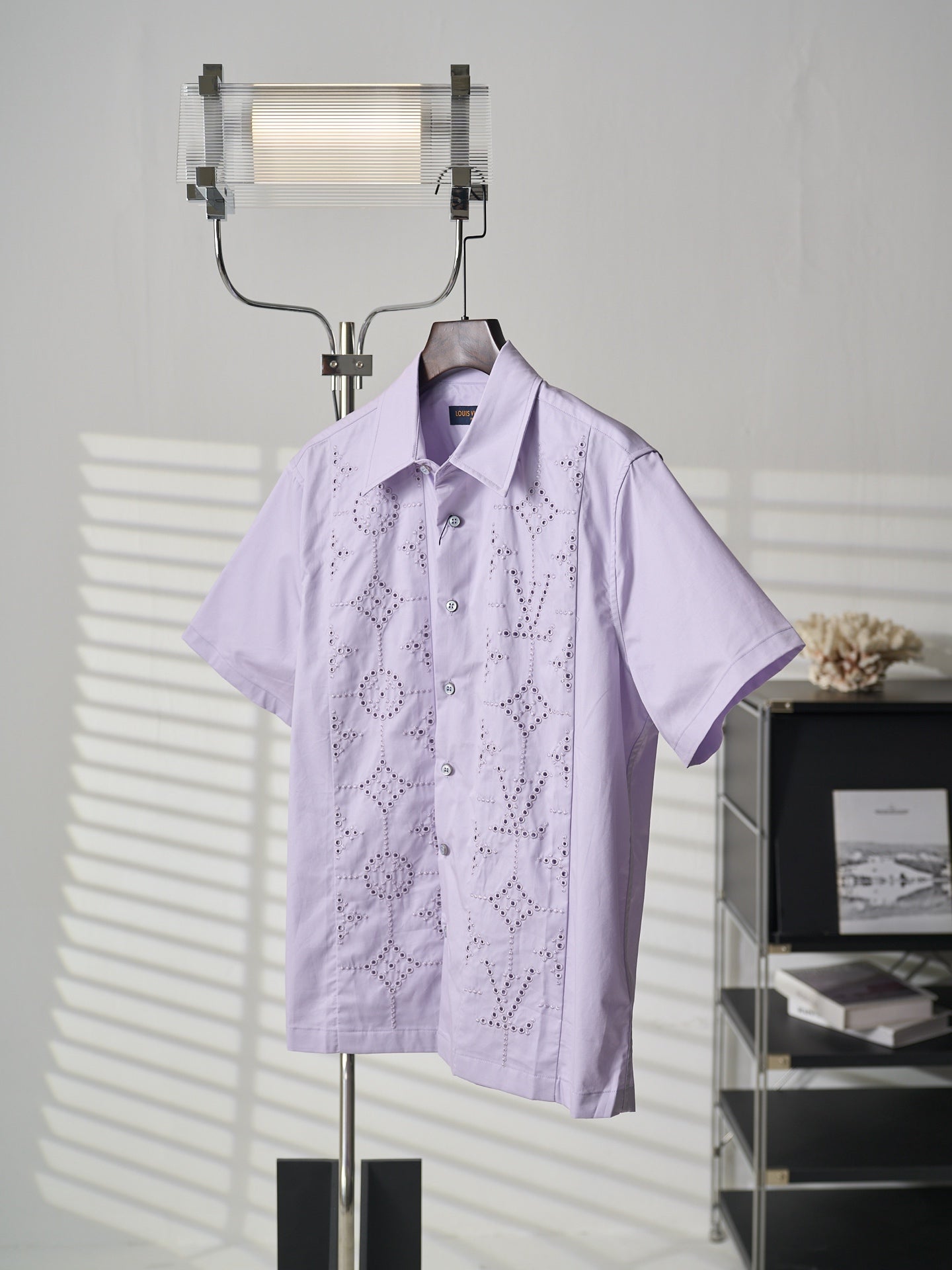 Louis Vuitton Hollow-Out Embroidered Short-Sleeve Shirt