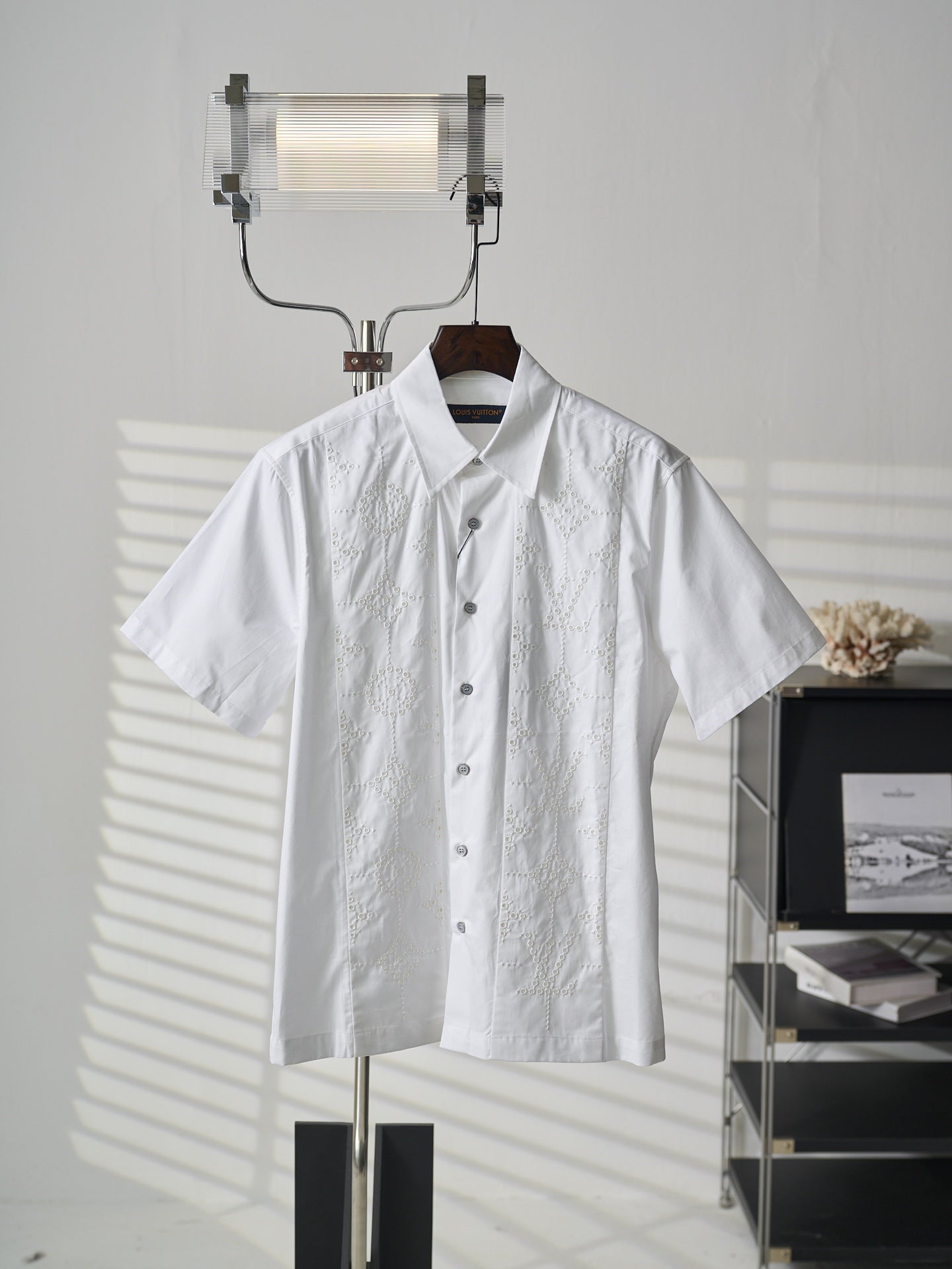 Louis Vuitton Hollow-Out Embroidered Short-Sleeve Shirt