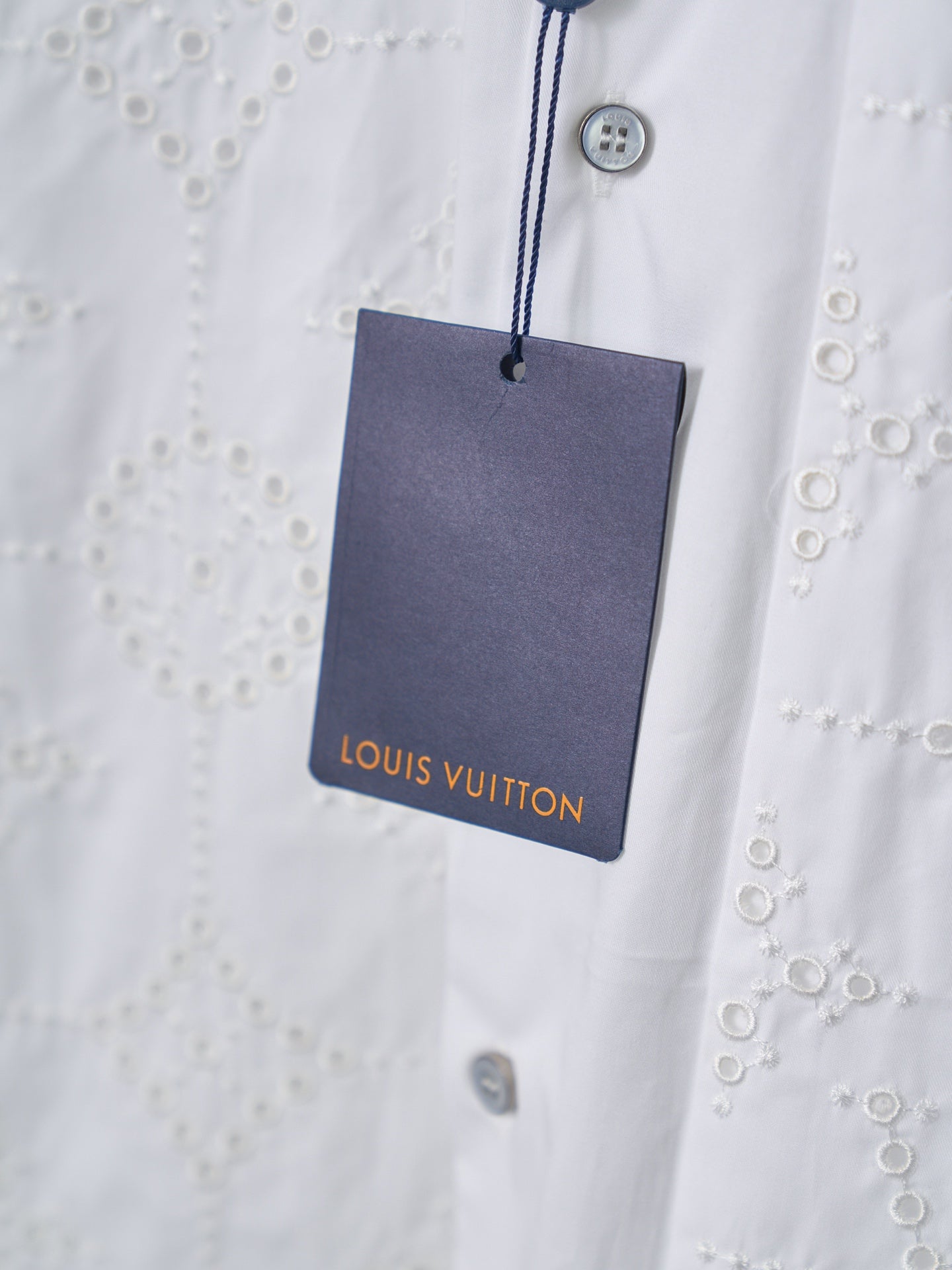Louis Vuitton Hollow-Out Embroidered Short-Sleeve Shirt