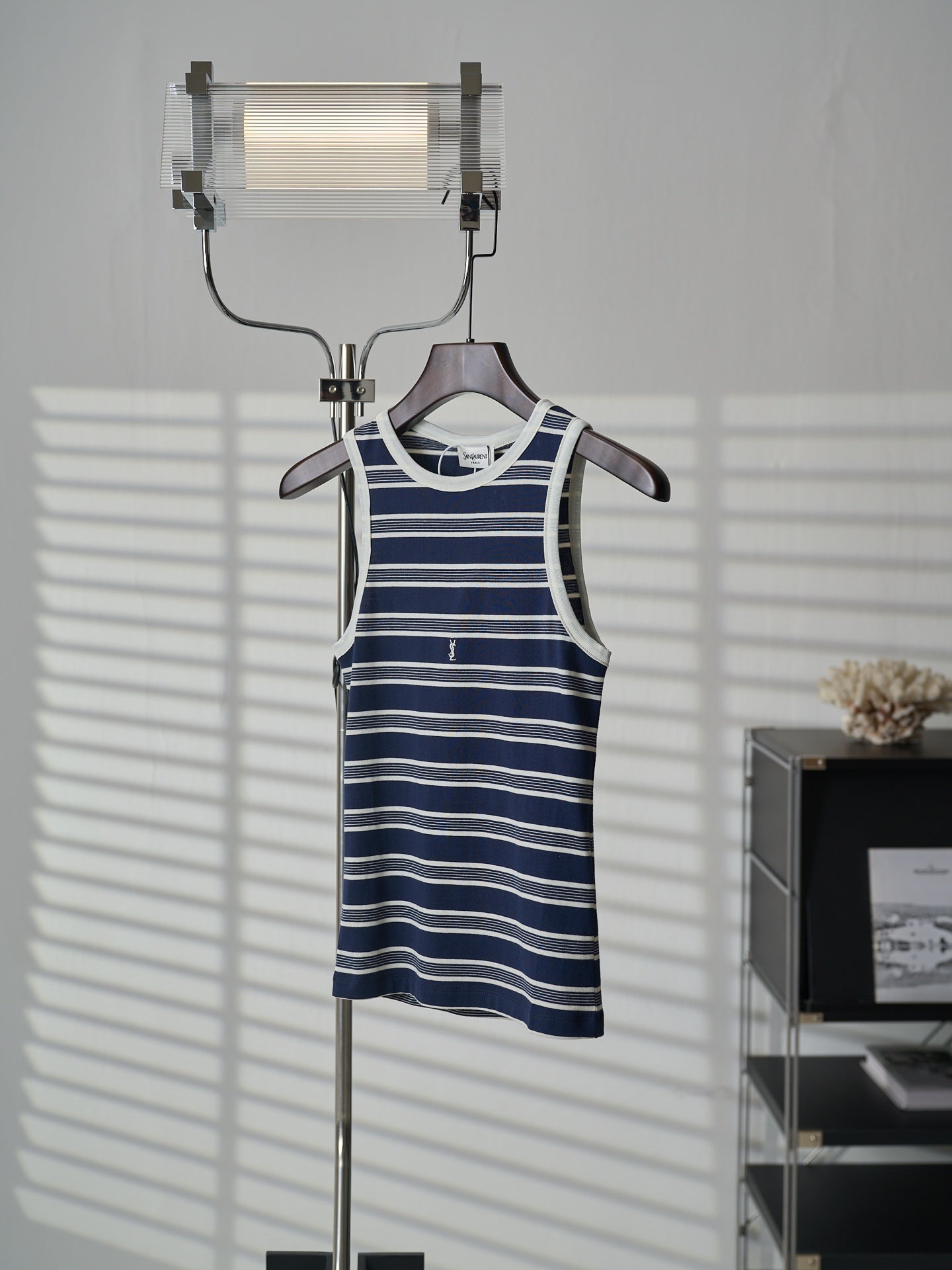 Saint Laurent YSL Embroidered Striped Tank Top