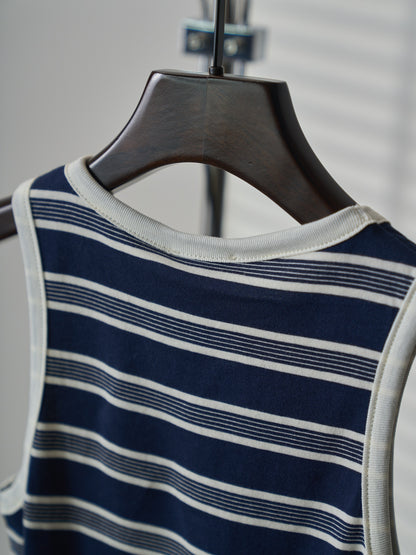 Saint Laurent YSL Embroidered Striped Tank Top