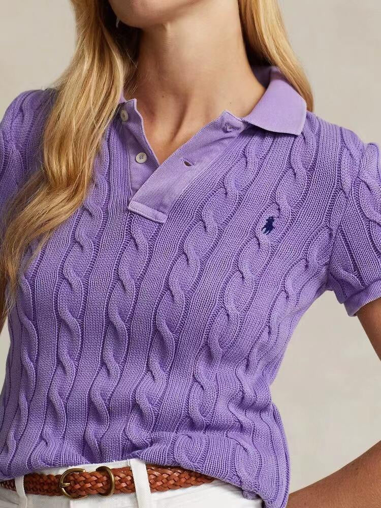 Ralph Lauren Pony Embroidered Cable-Knit Polo Shirt