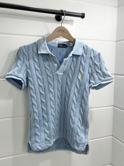 Ralph Lauren Pony Embroidered Cable-Knit Polo Shirt