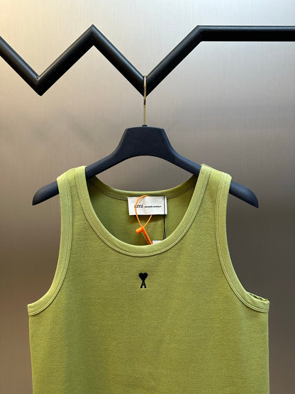 Ami Paris Logo Embroidered Tank Top
