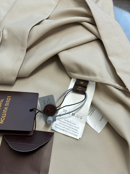 Louis Vuitton Silk-Cotton-Cashmere Open-Collar Logo Shirt