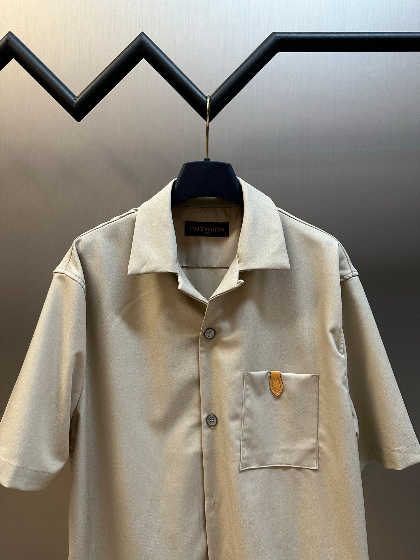 Louis Vuitton Silk-Cotton-Cashmere Open-Collar Logo Shirt