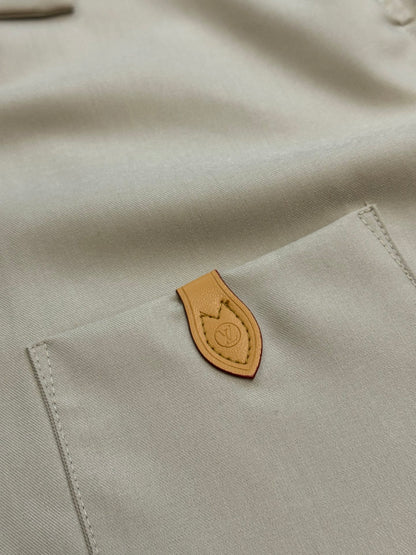 Louis Vuitton Silk-Cotton-Cashmere Open-Collar Logo Shirt