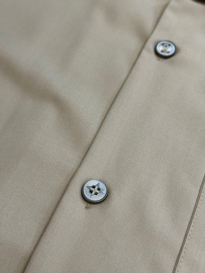 Louis Vuitton Silk-Cotton-Cashmere Open-Collar Logo Shirt