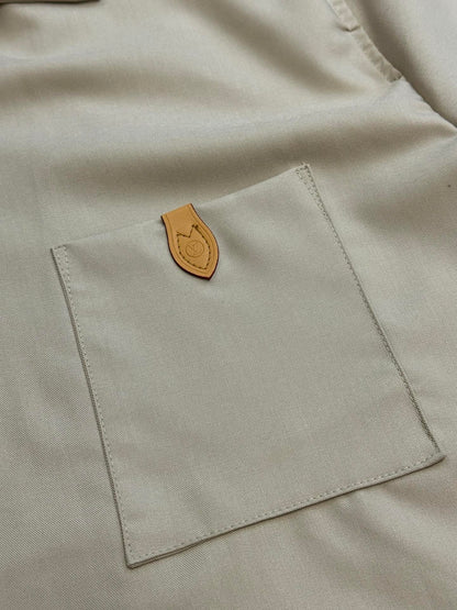 Louis Vuitton Silk-Cotton-Cashmere Open-Collar Logo Shirt