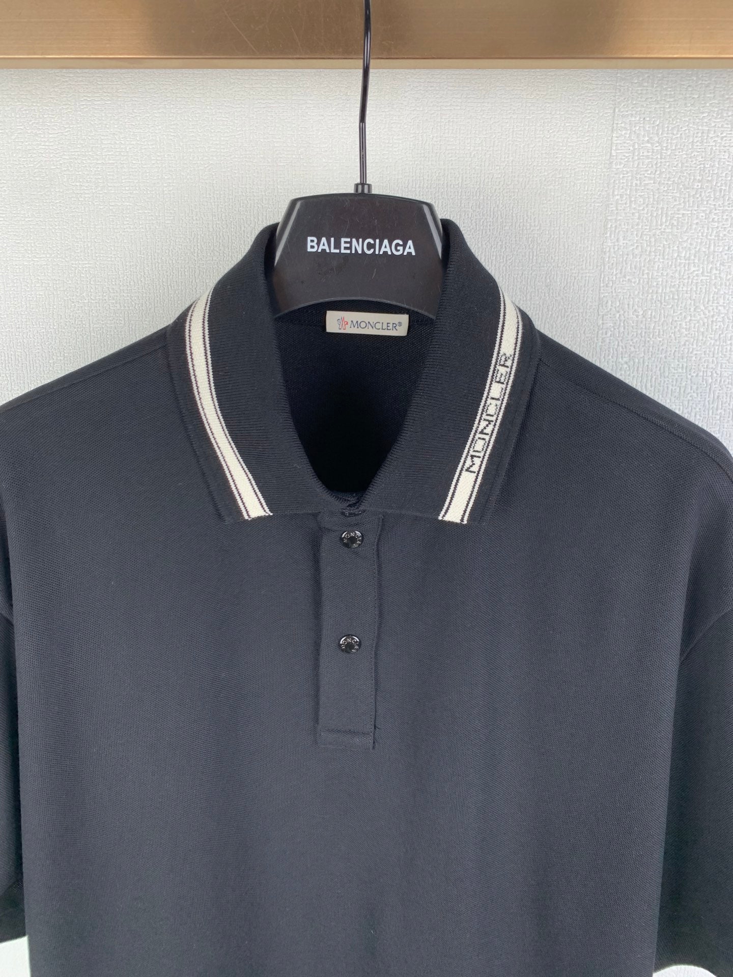 Moncler Striped Logo Polo Shirt