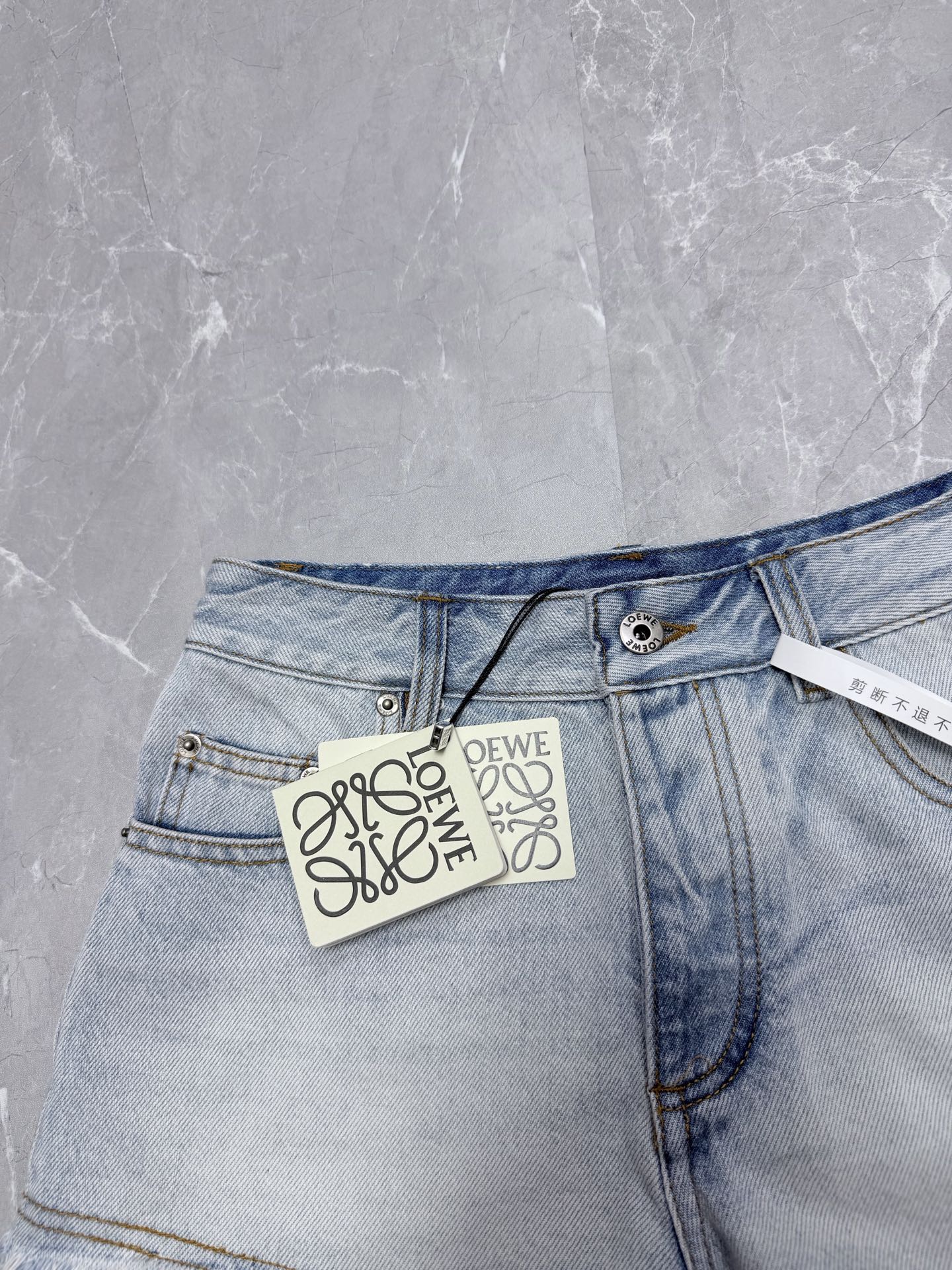 Loewe Embroidered Fringe High-Waist Denim Shorts – 26SS
