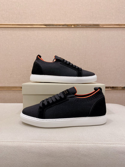 Brunello Cucinelli Suede Patchwork Knit Sneakers – Spring Collection