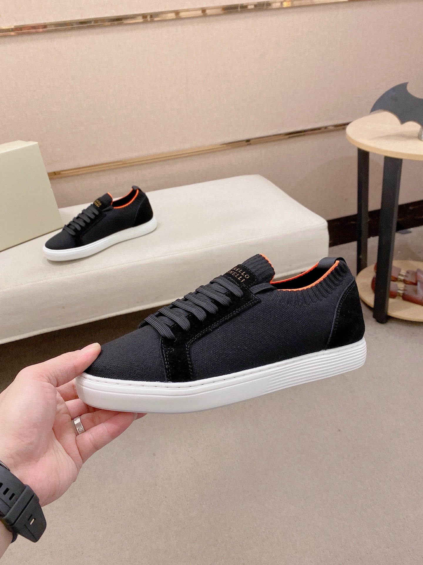 Brunello Cucinelli Suede Patchwork Knit Sneakers – Spring Collection