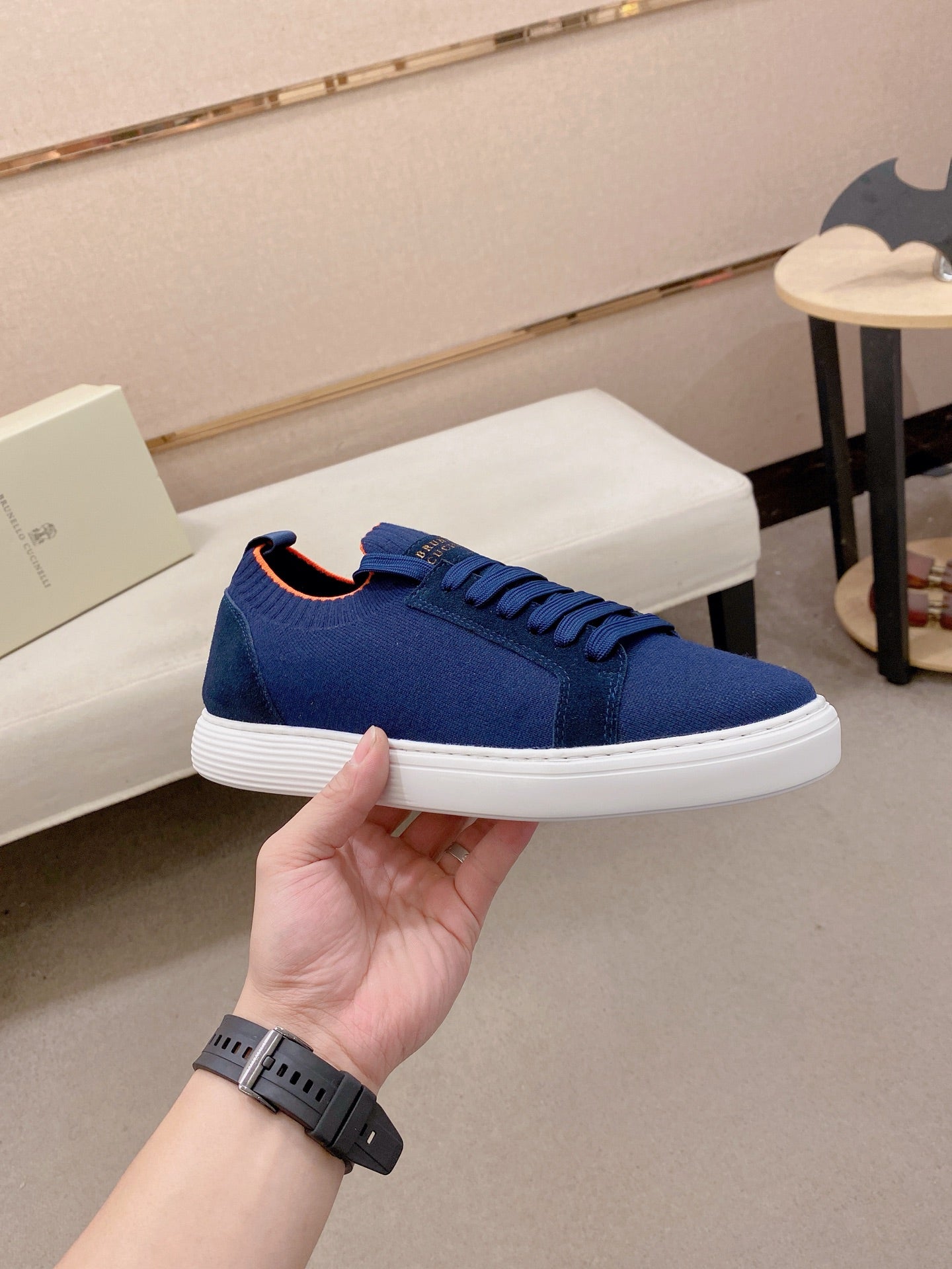 Brunello Cucinelli Suede Patchwork Knit Sneakers – Spring Collection