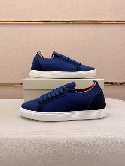 Brunello Cucinelli Suede Patchwork Knit Sneakers – Spring Collection