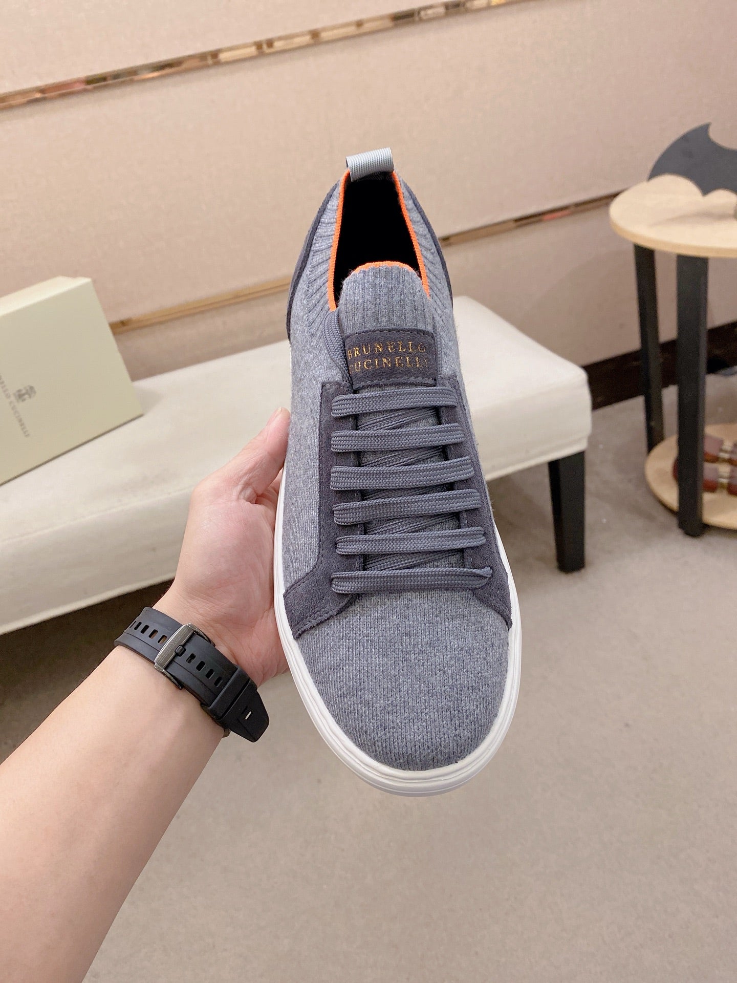 Brunello Cucinelli Suede Patchwork Knit Sneakers – Spring Collection