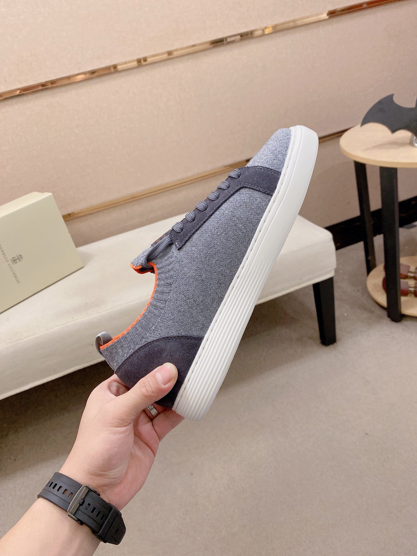Brunello Cucinelli Suede Patchwork Knit Sneakers – Spring Collection