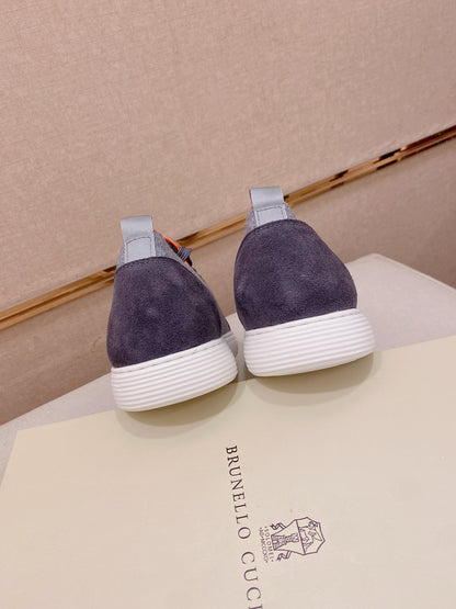 Brunello Cucinelli Suede Patchwork Knit Sneakers – Spring Collection