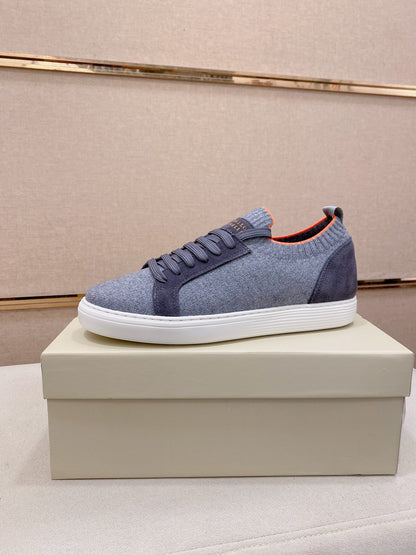 Brunello Cucinelli Suede Patchwork Knit Sneakers – Spring Collection