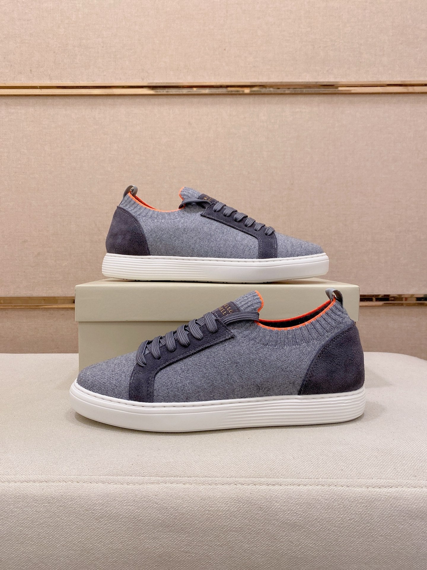 Brunello Cucinelli Suede Patchwork Knit Sneakers – Spring Collection