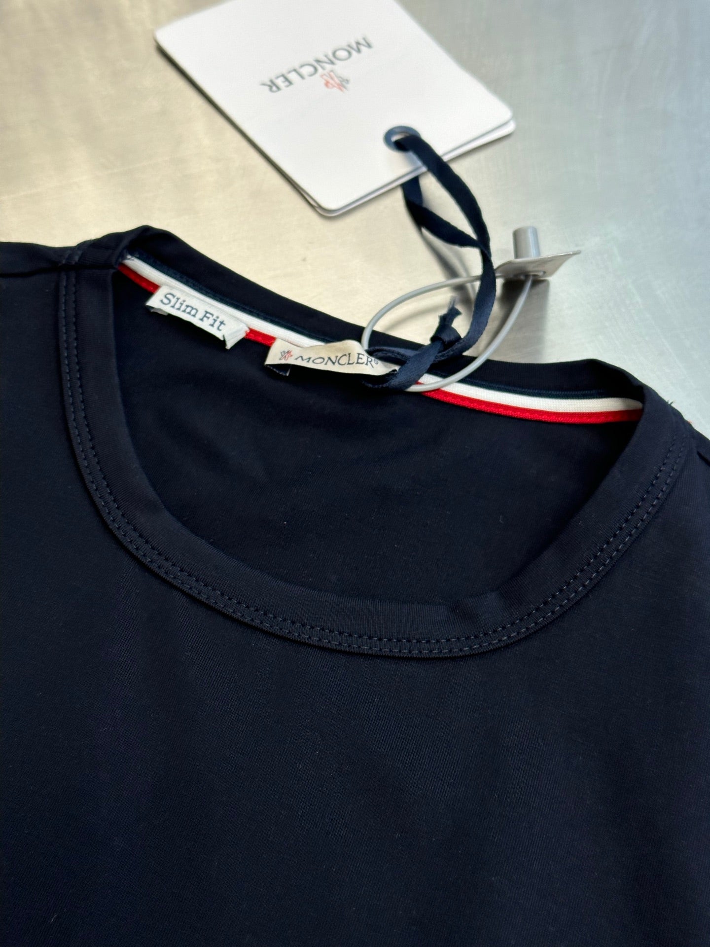 Moncler Logo Tricolor Trim Cotton T-Shirt