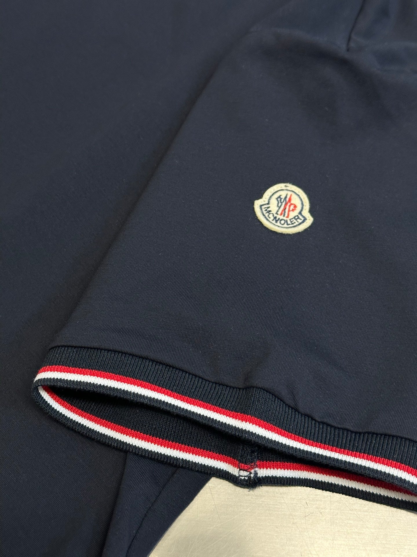 Moncler Logo Tricolor Trim Cotton T-Shirt