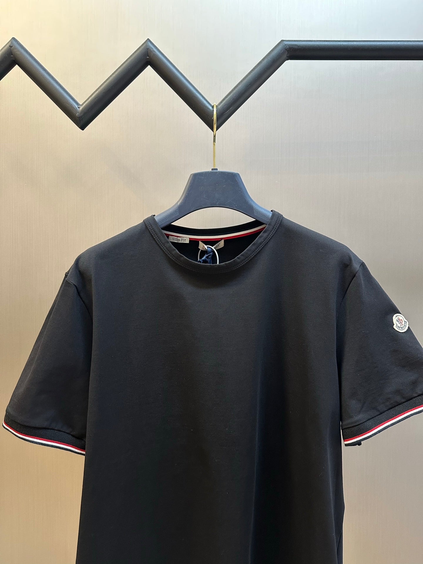 Moncler Logo Tricolor Trim Cotton T-Shirt