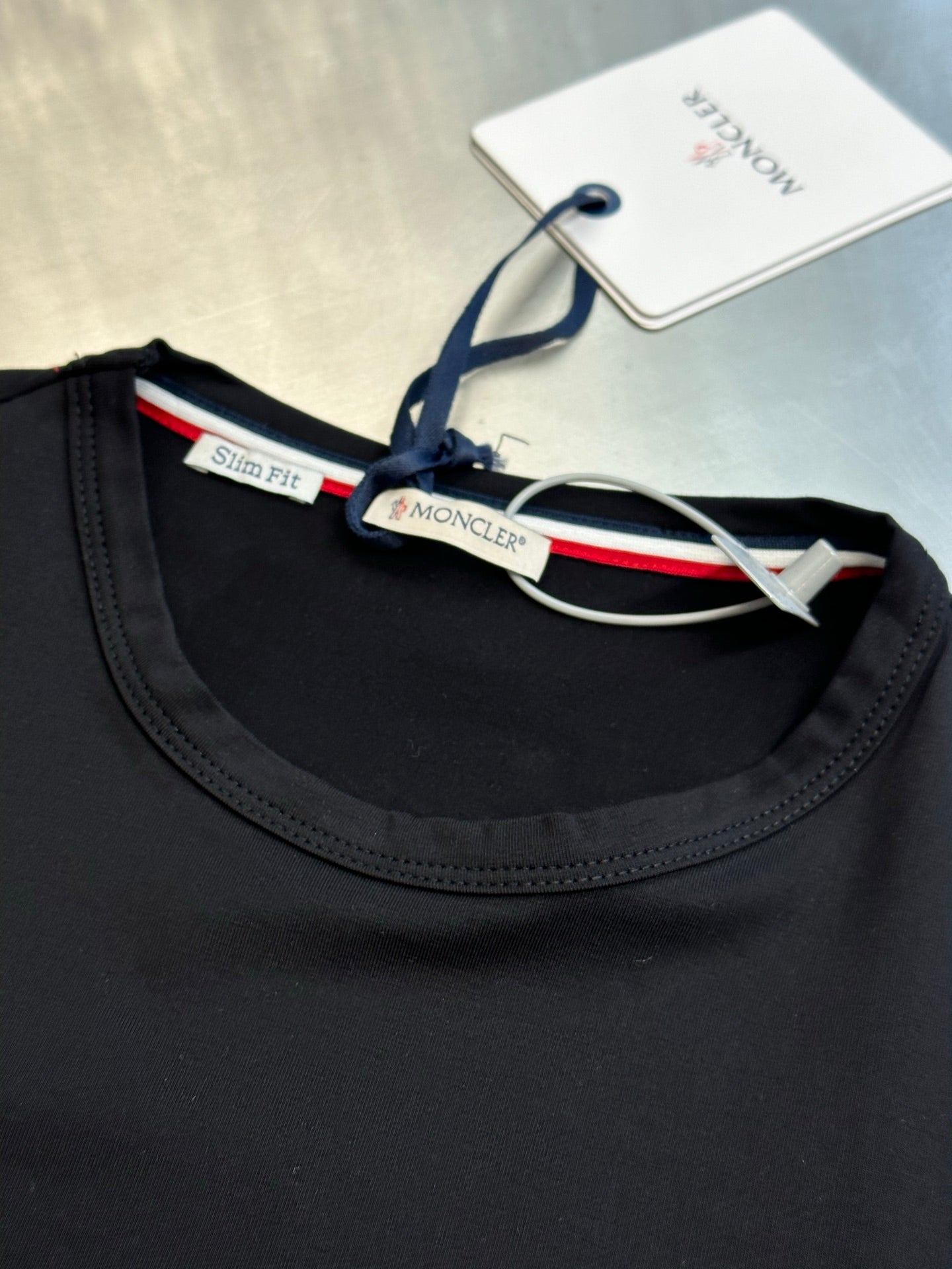 Moncler Logo Tricolor Trim Cotton T-Shirt