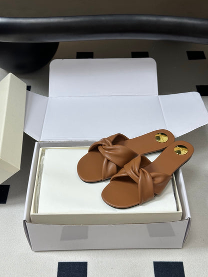 Saint Laurent Cross-Knot Leather Mules – Spring/Summer Collection – 26S