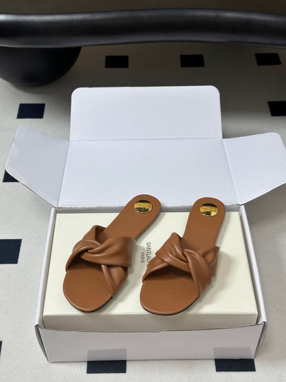 Saint Laurent Cross-Knot Leather Mules – Spring/Summer Collection – 26S