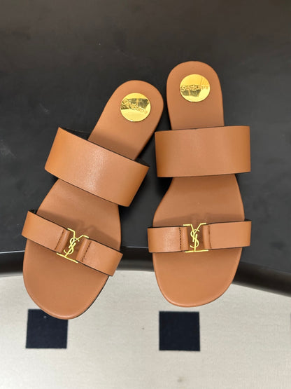 Saint Laurent Classic Letter Buckle Flat Sandals – 26S Collection