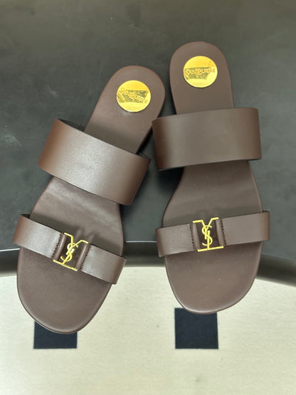 Saint Laurent Classic Letter Buckle Flat Sandals – 26S Collection