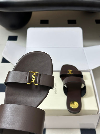 Saint Laurent Classic Letter Buckle Flat Sandals – 26S Collection