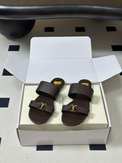 Saint Laurent Classic Letter Buckle Flat Sandals – 26S Collection