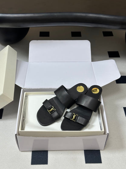 Saint Laurent Classic Letter Buckle Flat Sandals – 26S Collection