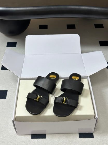 Saint Laurent Classic Letter Buckle Flat Sandals – 26S Collection