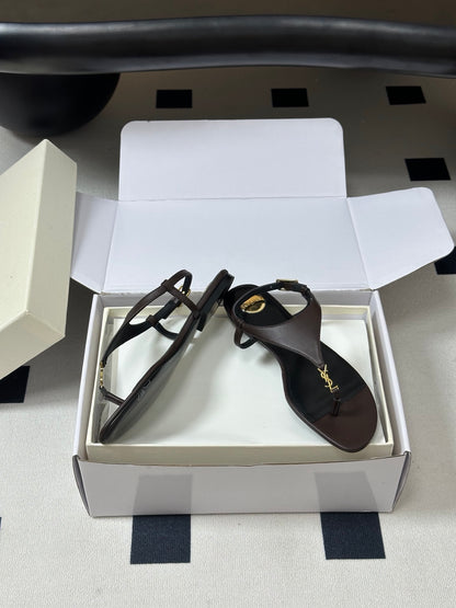 Saint Laurent Classic YSL Logo Flat Sandals – Spring/Summer Collection – 26S